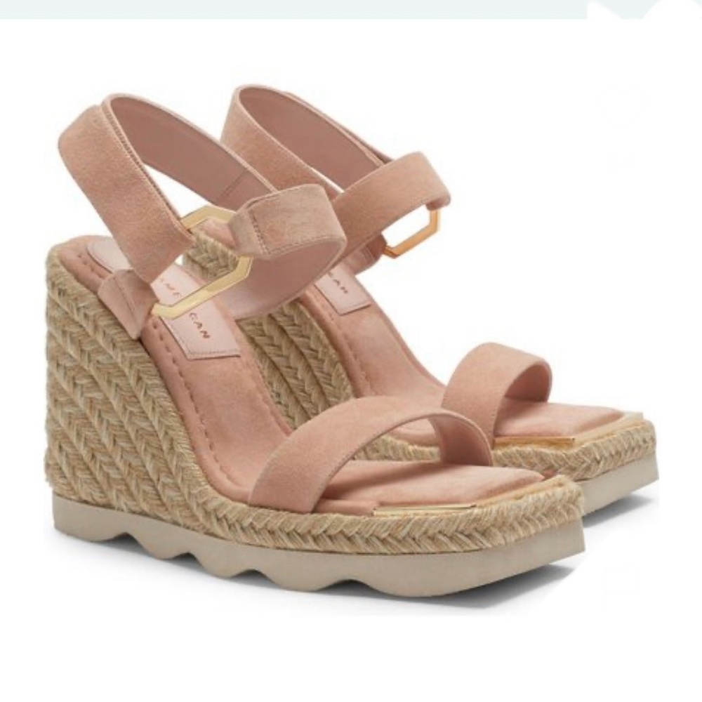 Good American square toe suede wedge espadrille